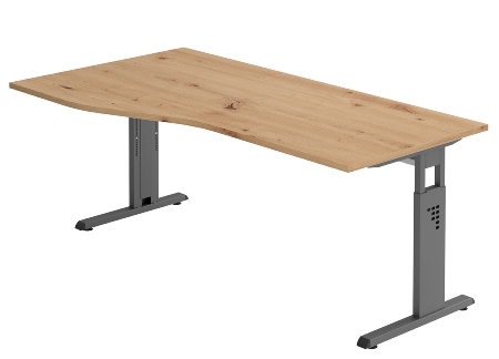 Hammerbacher Schreibtisch Serie OS16 C-Fuß (BxTxH) 160x80x65-85cm Asteiche/Weiß