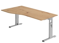 Hammerbacher Schreibtisch Serie OS08 C-Fuß (BxTxH) 80x80x65-85cm Eiche/Weiß