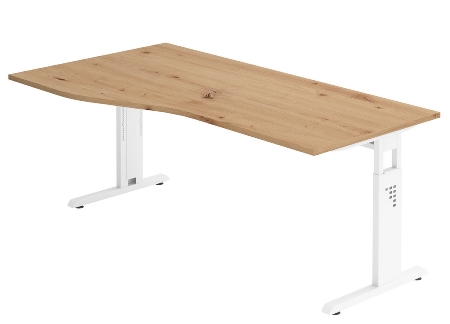 Hammerbacher Schreibtisch Serie OS08 C-Fuß (BxTxH) 80x80x65-85cm Eiche/Silber