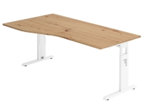 Hammerbacher Schreibtisch Serie OS08 C-Fuß (BxTxH) 80x80x65-85cm Eiche/Weiß