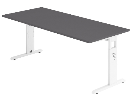 Hammerbacher Schreibtisch Serie OS16 C-Fuß (BxTxH) 160x80x65-85cm Asteiche/Weiß