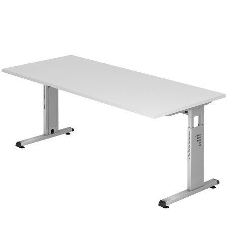 Hammerbacher Schreibtisch Serie OS16 C-Fuß (BxTxH) 160x80x65-85cm Asteiche/Weiß