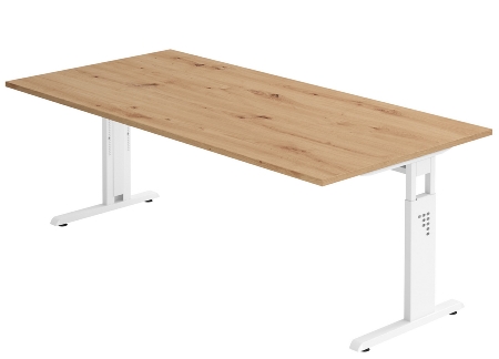 Hammerbacher Schreibtisch Serie OS16 C-Fuß (BxTxH) 160x80x65-85cm Ahorn/Weiß