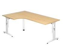 Schreibtisch Serie OS82/W Winkelform 90° Arbeitshöhe 65-85cm (BxT) 200x120cm Ahorn/Weiß