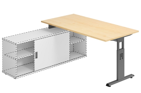 Hammerbacher Auflage-Schreibtisch Serie OSE16 T-Fuß (BxT) 160x80cm Weiß/Weiß