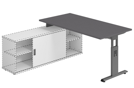 Hammerbacher Auflage-Schreibtisch Serie OSE16 T-Fuß (BxT) 160x80cm Weiß/Weiß