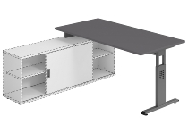Hammerbacher Auflage-Schreibtisch Serie OSE16 T-Fuß (BxT) 160x80cm Weiß/Weiß
