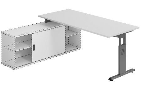 Hammerbacher Auflage-Schreibtisch Serie OSE16 T-Fuß (BxT) 160x80cm Weiß/Weiß