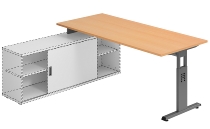 Hammerbacher Auflage-Schreibtisch Serie OSE16 T-Fuß (BxT) 160x80cm Weiß/Weiß