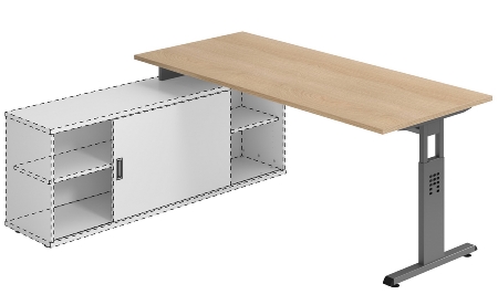 Hammerbacher Auflage-Schreibtisch Serie OSE16 T-Fuß (BxT) 160x80cm Weiß/Weiß