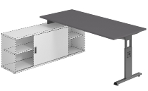 Hammerbacher Auflage-Schreibtisch Serie OSE16 T-Fuß (BxT) 160x80cm Weiß/Weiß