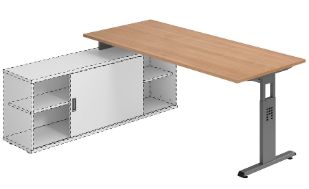 Hammerbacher Auflage-Schreibtisch Serie OSE16 T-Fuß (BxT) 160x80cm Weiß/Weiß