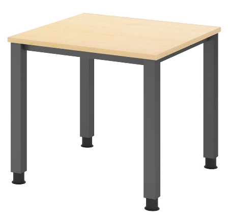 Hammerbacher Schreibtisch Serie QS19 4-Fuß eckig (BxTxH) 180x80x68,5-81cm Weiß/Silber