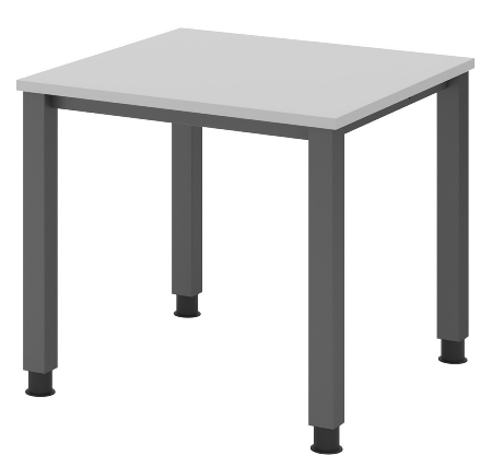 Hammerbacher Schreibtisch Serie QS19 4-Fuß eckig (BxTxH) 180x80x68,5-81cm Weiß/Silber