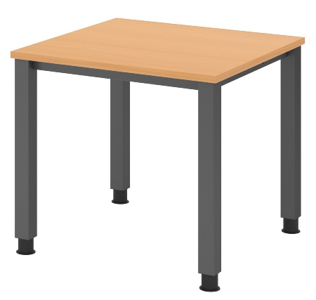 Hammerbacher Schreibtisch Serie QS19 4-Fuß eckig (BxTxH) 180x80x68,5-81cm Weiß/Silber