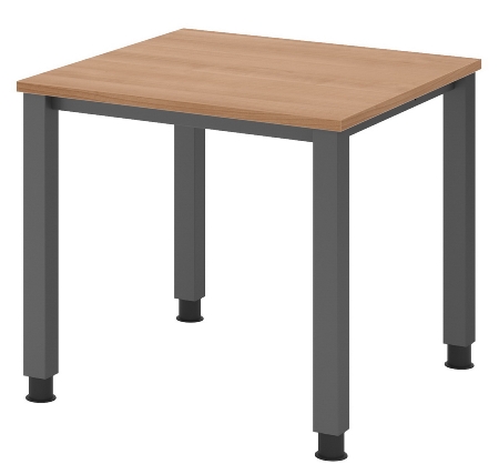 Hammerbacher Schreibtisch Serie QS19 4-Fuß eckig (BxTxH) 180x80x68,5-81cm Weiß/Silber