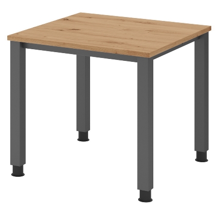 Hammerbacher Schreibtisch Serie QS19 4-Fuß eckig (BxTxH) 180x80x68,5-81cm Weiß/Silber