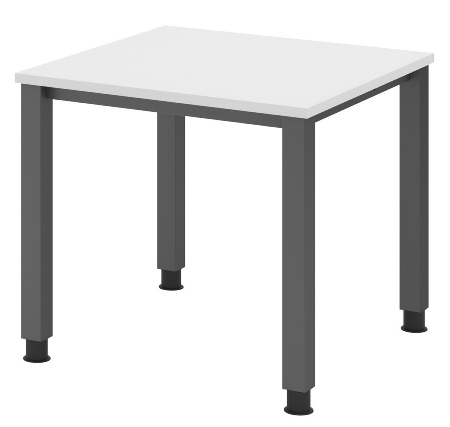 Hammerbacher Schreibtisch Serie QS19 4-Fuß eckig (BxTxH) 180x80x68,5-81cm Weiß/Silber