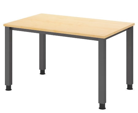 Hammerbacher Schreibtisch Serie QS19 4-Fuß eckig (BxTxH) 180x80x68,5-81cm Weiß/Silber