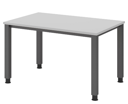 Hammerbacher Schreibtisch Serie QS19 4-Fuß eckig (BxTxH) 180x80x68,5-81cm Weiß/Silber
