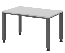Hammerbacher Schreibtisch Serie QS19 4-Fuß eckig (BxTxH) 180x80x68,5-81cm Weiß/Silber
