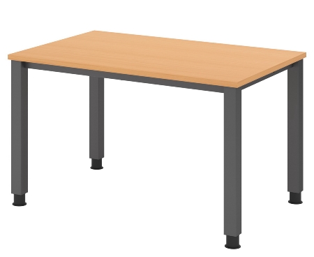 Hammerbacher Schreibtisch Serie QS19 4-Fuß eckig (BxTxH) 180x80x68,5-81cm Weiß/Silber