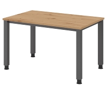 Hammerbacher Schreibtisch Serie QS19 4-Fuß eckig (BxTxH) 180x80x68,5-81cm Weiß/Silber