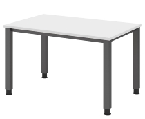 Hammerbacher Schreibtisch Serie QS19 4-Fuß eckig (BxTxH) 180x80x68,5-81cm Weiß/Silber