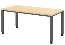 Hammerbacher Schreibtisch Serie QS19 4-Fuß eckig (BxTxH) 180x80x68,5-81cm Weiß/Silber