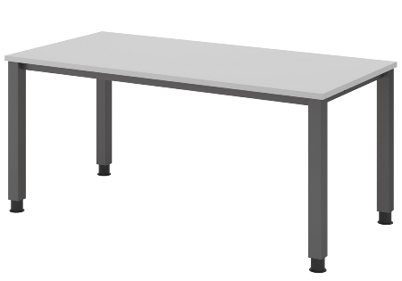 Hammerbacher Schreibtisch Serie QS19 4-Fuß eckig (BxTxH) 180x80x68,5-81cm Weiß/Silber