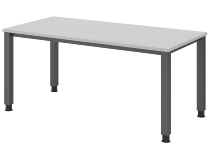 Hammerbacher Schreibtisch Serie QS19 4-Fuß eckig (BxTxH) 180x80x68,5-81cm Weiß/Silber