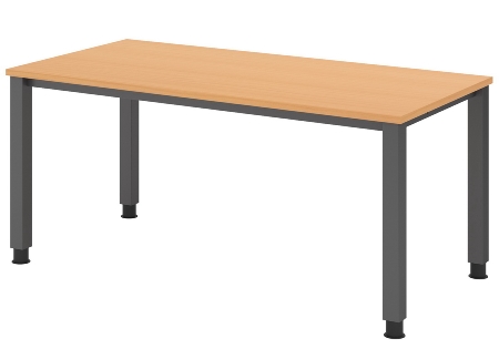 Hammerbacher Schreibtisch Serie QS19 4-Fuß eckig (BxTxH) 180x80x68,5-81cm Weiß/Silber