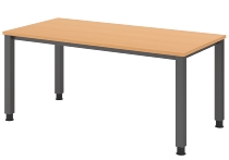 Hammerbacher Schreibtisch Serie QS19 4-Fuß eckig (BxTxH) 180x80x68,5-81cm Weiß/Silber