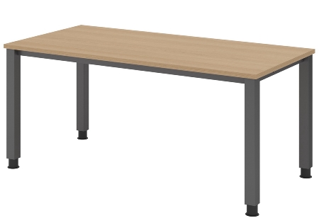 Hammerbacher Schreibtisch Serie QS19 4-Fuß eckig (BxTxH) 180x80x68,5-81cm Weiß/Silber