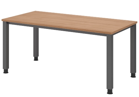 Hammerbacher Schreibtisch Serie QS19 4-Fuß eckig (BxTxH) 180x80x68,5-81cm Weiß/Silber