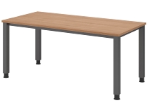 Hammerbacher Schreibtisch Serie QS19 4-Fuß eckig (BxTxH) 180x80x68,5-81cm Weiß/Silber