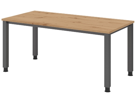 Hammerbacher Schreibtisch Serie QS19 4-Fuß eckig (BxTxH) 180x80x68,5-81cm Weiß/Silber