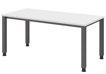 Hammerbacher Schreibtisch Serie QS19 4-Fuß eckig (BxTxH) 180x80x68,5-81cm Weiß/Silber