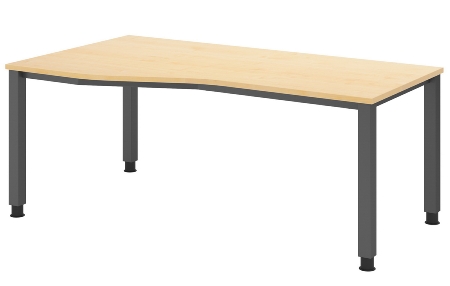 Hammerbacher Schreibtisch Serie QS19 4-Fuß eckig (BxTxH) 180x80x68,5-81cm Weiß/Silber