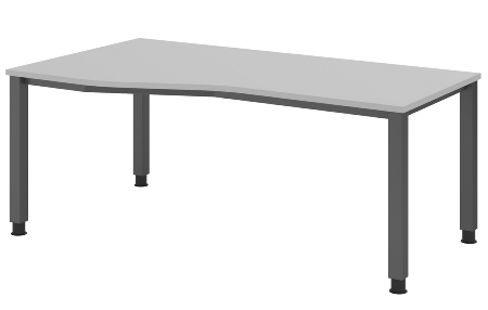 Hammerbacher Schreibtisch Serie QS19 4-Fuß eckig (BxTxH) 180x80x68,5-81cm Weiß/Silber