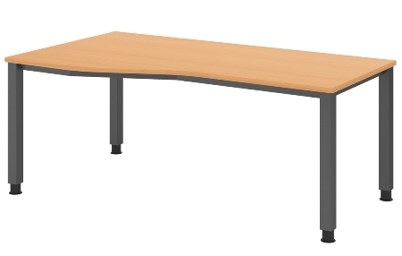 Hammerbacher Schreibtisch Serie QS19 4-Fuß eckig (BxTxH) 180x80x68,5-81cm Weiß/Silber