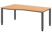 Hammerbacher Schreibtisch Serie QS19 4-Fuß eckig (BxTxH) 180x80x68,5-81cm Weiß/Silber