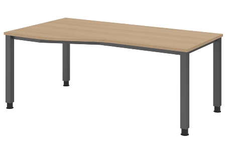 Hammerbacher Schreibtisch Serie QS19 4-Fuß eckig (BxTxH) 180x80x68,5-81cm Weiß/Silber