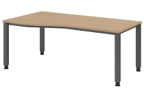 Hammerbacher Schreibtisch Serie QS19 4-Fuß eckig (BxTxH) 180x80x68,5-81cm Weiß/Silber