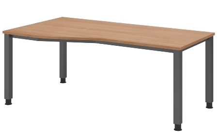 Hammerbacher Schreibtisch Serie QS19 4-Fuß eckig (BxTxH) 180x80x68,5-81cm Weiß/Silber