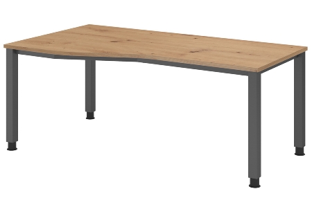 Hammerbacher Schreibtisch Serie QS19 4-Fuß eckig (BxTxH) 180x80x68,5-81cm Weiß/Silber