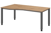 Hammerbacher Schreibtisch Serie QS19 4-Fuß eckig (BxTxH) 180x80x68,5-81cm Weiß/Silber