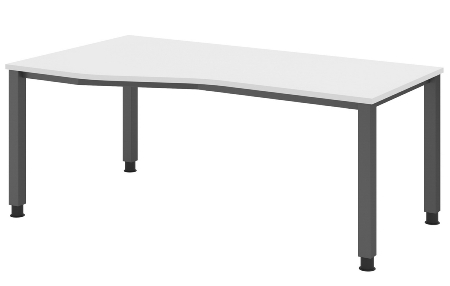 Hammerbacher Schreibtisch Serie QS19 4-Fuß eckig (BxTxH) 180x80x68,5-81cm Weiß/Silber