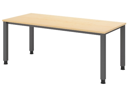 Hammerbacher Schreibtisch Serie QS19 4-Fuß eckig (BxTxH) 180x80x68,5-81cm Weiß/Silber