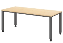 Hammerbacher Schreibtisch Serie QS19 4-Fuß eckig (BxTxH) 180x80x68,5-81cm Weiß/Silber
